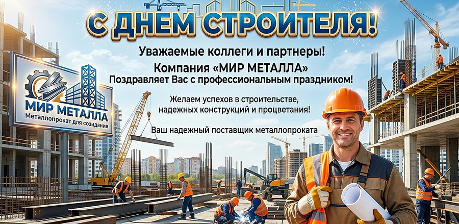 С Днем строителя! С Днем строителя! Поздравление от команды «Мир Металла» в Тольятти