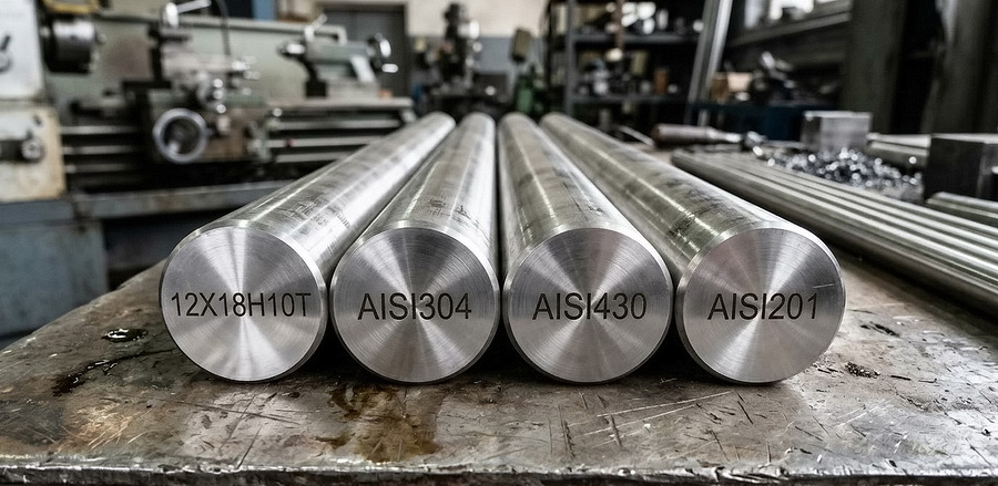 ��������� ���������� ����� ����������� �����: 12�18�10�, AISI304, AISI430, AISI201